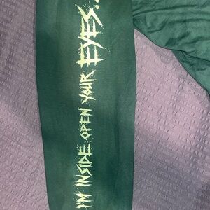 H&M  Metallic Green and White Long Sleeve Tee with Graphic Text